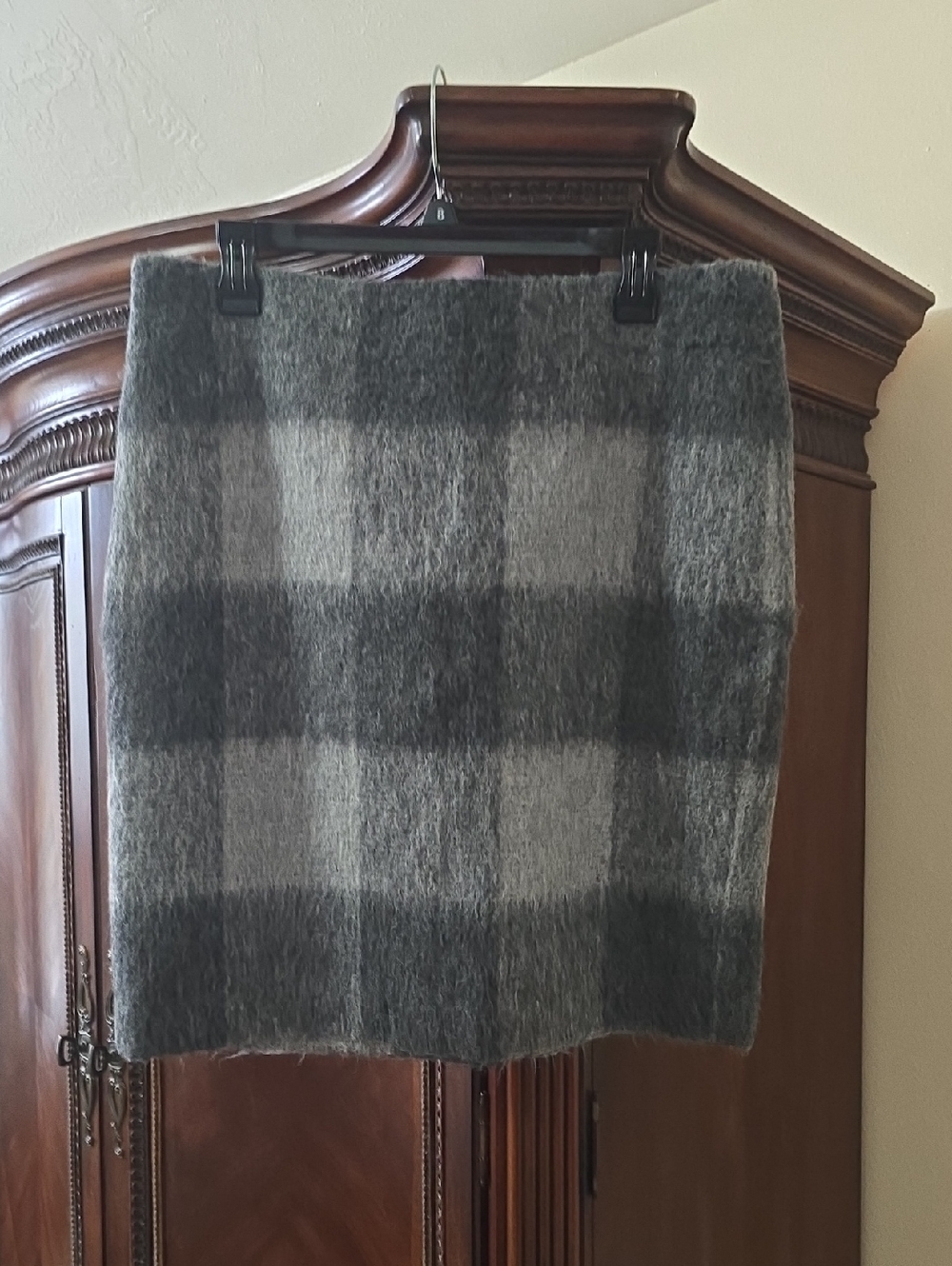 Talbots Gray Plaid Wool-Blend Pencil Skirt